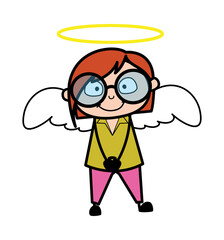 Cartoon Teacher in Angel Costume