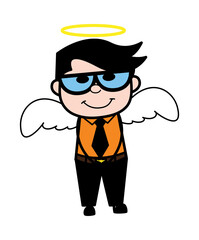 Cartoon Businessman in Angel Costume