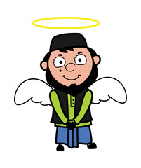 Cartoon Muslim Man in Angel Costume