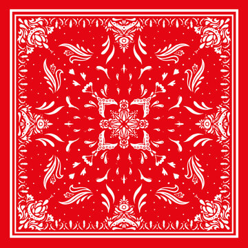 Seamless pattern based on square ornament paisley Bandana Print for boys and girls. Best motive for print on fabric or papper