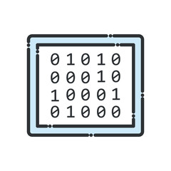 Big data code numbers line and fill style icon vector design