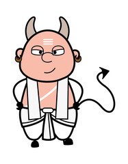 Evil Cartoon South Indian Pandit as Devil