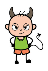 Evil Cartoon Bald Boy as Devil
