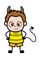 Evil Cartoon Young Boy as Devil