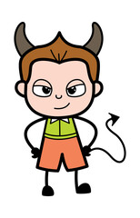 Evil Cartoon Schoolboy as Devil