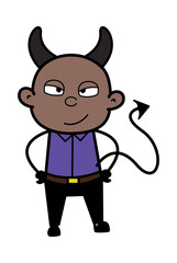 Obraz na płótnie Canvas Evil Cartoon Bald Black Man as Devil