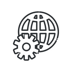 Global sphere with gear line style icon vector design