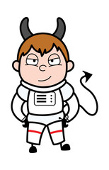 Evil Cartoon Astronaut as Devil