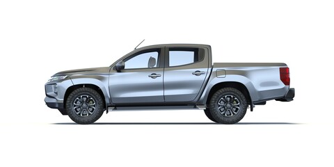 3D rendering of a brand-less generic pickup truck in studio environment