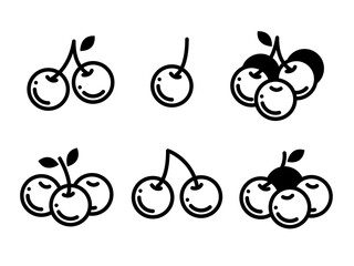 Cherries icons set. Sweet berries design elements