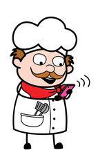 Cartoon Businessman Watching Smartphone