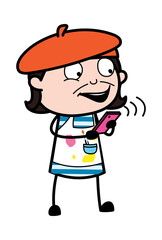 Cartoon Artist Watching Smartphone