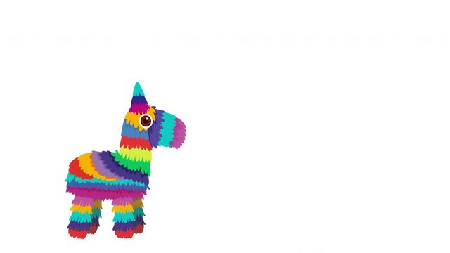Cute cartoon unicorn standing isolated on white background in 4k animation.
