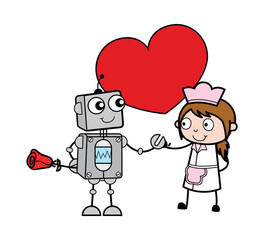 Cartoon Robot in Love