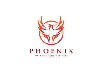 phoenix circle logo vector, best circle phoenix bird logo design, phoenix vector logo,creative logo of mythological bird