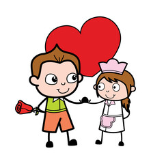 Cartoon Schoolboy in Love