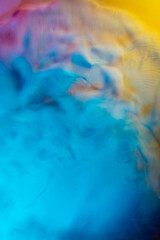 Abstract colorful, multicolored smoke spreading, bright background for advertising or design, wallpaper for gadget. Neon lighted smoke texture, blowing clouds. Modern designed.