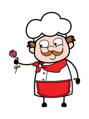 Cartoon Businessman Giving a Red Rose