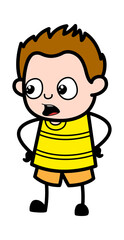 Talking Young Boy with Hands on Waist Cartoon