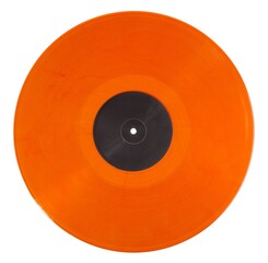Orange Vinyl Record, Isolated on White Background