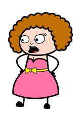 Talking Young Lady with Hands on Waist Cartoon
