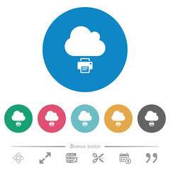 Cloud printing flat round icons