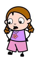 Talking Girl with Hands on Waist Cartoon