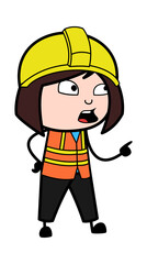 Cartoon Lady Engineer Saying Something