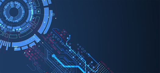 Abstract technology concept. Circuit board, high computer color background. Vector illustration with space for content, web - template, business tech presentation.