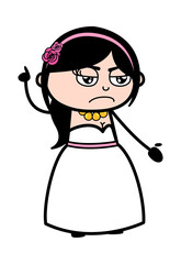 Angry Bride Cartoon with one hand raised