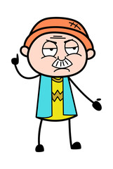 Angry Grandpa Cartoon with one hand raised