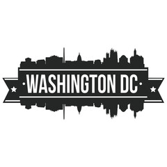 Washington DC Skyline Stamp Silhouette City. Reflection Landscape City Design. Vector Cityscape Icon.  