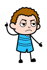 Angry Kid Cartoon with one hand raised