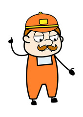 Angry Delivery Man Cartoon with one hand raised