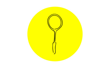 アナログ手書き風のゆるいタッチのアイコン：テニスラケット