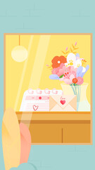 Windows with flowers on the anniversary vector illustration