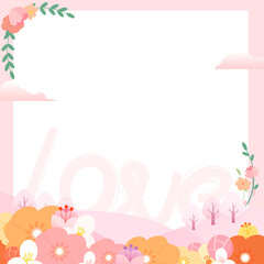 Wedding card background frame with flowers