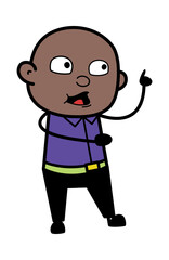 Cartoon Bald Black Man Communicating