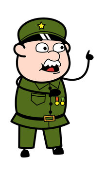 Cartoon Military Man Communicating