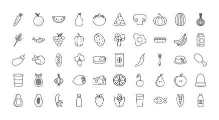 healthy food icon set, line style
