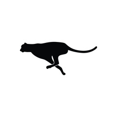 Simple Sheetah icon or logo on white background, danger wild animal concept.