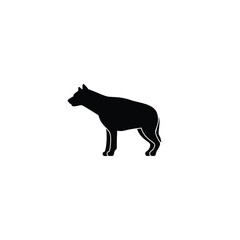 Simple hyena icon or logo on white background, danger wild animal concept.