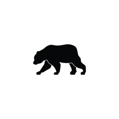 Simple bear icon or logo on white background, danger wild animal concept.