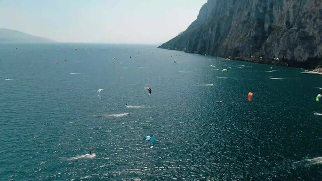 Kitesurfing on lake garda