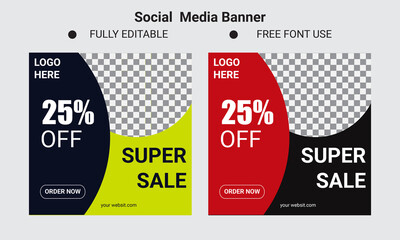 Social media post template with a cool topography design element