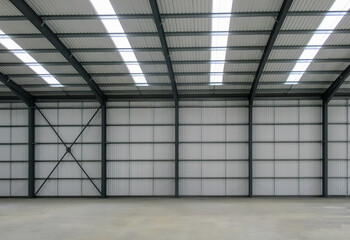 Metal garage wall with concrete floor