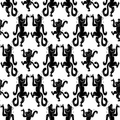 Seamless vector brush monkey pattern.