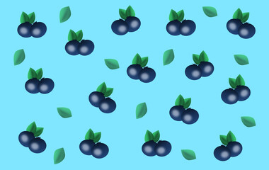 repeated blueberries on a blue background