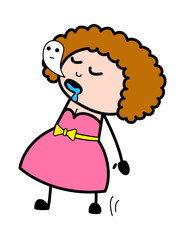 Soul Leaving Young Lady Body Cartoon