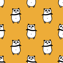 Seamless hand drawn pattern with pandas.